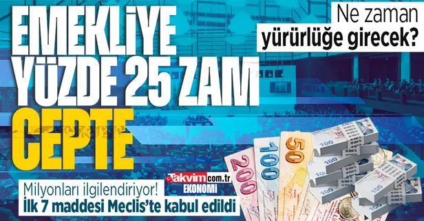 Memur maaşı ve emekli aylıklarını arttıran düzenlemeyi de içeren teklifin ilk 7 maddesi TBMM Genel Kurulunda kabul edildi