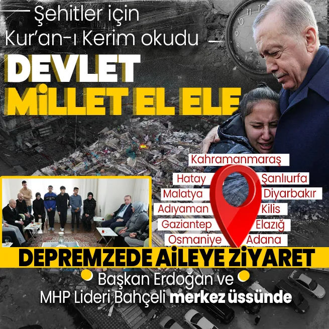 11 il, yitip giden 50 bin 783 can... 6 Şubat depremlerinin 1. yılında acı ilk günkü gibi taze: Başkan Erdoğan ve MHP Lideri Bahçeli Kahramanmaraşta