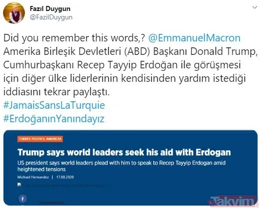 Macron’un Başkan Erdoğan’ı hedef alan küstah sözlerine Türk Milleti sosyal medyadan yanıt verdi: #ErdoğanınYanındayız - 8