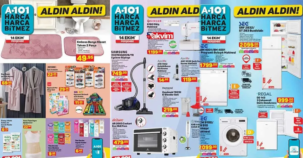Geliyor gelmekte olan! A101 14 Ekim aktüel kataloğu yayında! Evini dizmek isteyenler alışveriş için buraya!