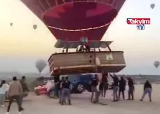 Sıcak hava balonu otomobile çarptı