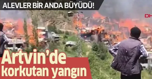 Son dakika: Artvin Yusufeli’nde köyde çıkan yangın evlere sıçradı