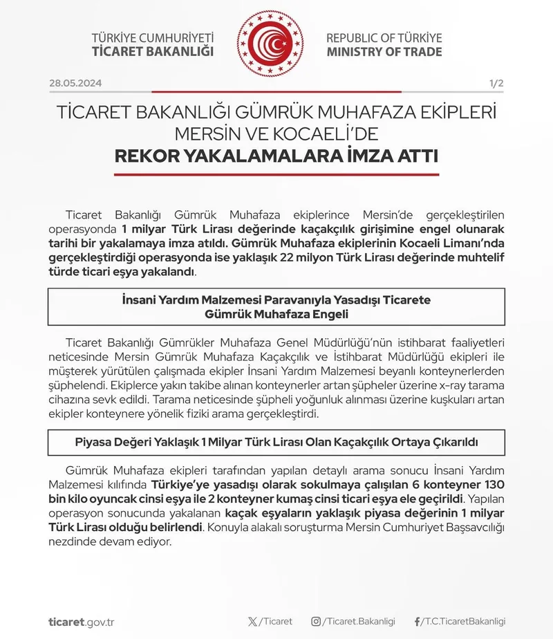 Ticaret Bakanlığı tarihi operasyonu duyurdu: 1 milyar TL değerinde kaçakçılığa engel olundu!-3