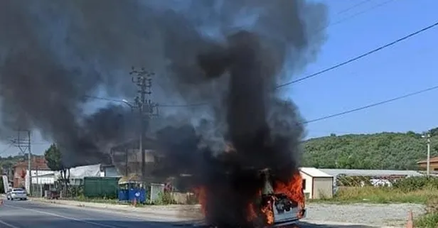 Son dakika: Çınarcık’ta faciadan dönüldü! Yolcu minibüsü dakikalar içinde küle döndü