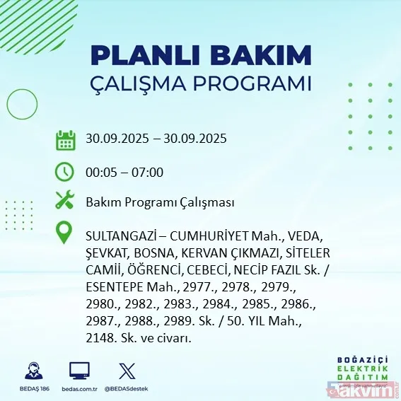 İstanbul’un 23 ilçesinde elektrikler kesilecek! 30 Eylül 2025 BEDAŞ kesinti listesi - 8