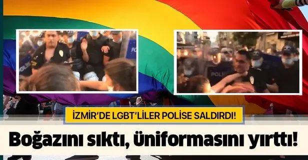 Son dakika: LGBT’lilerden İzmir’de polise saldırı! Üniformayı yırttı, boğazını sıktı...