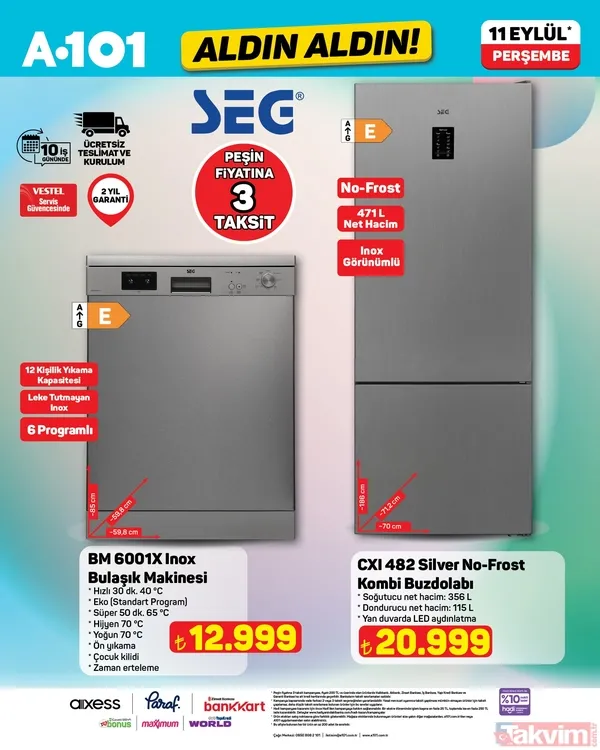 A101 Aktüel 11 Eylül fırsatları! Çeyiz ürünleri, buzdolabı, televizyon, kahve makinesi ve mutfak aletlerinde dev kampanya... - 2