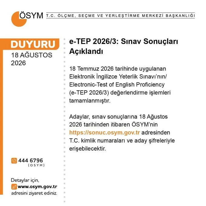 e-tep-sinav-sonuclari-aciklandi-osym-e-tep-20263-sonuc-sorgulama-1787055972016.jpg Sonuç sorgulama işlemi T.C. kimlik numarası ve aday şifresiyle yapılabilecek.
