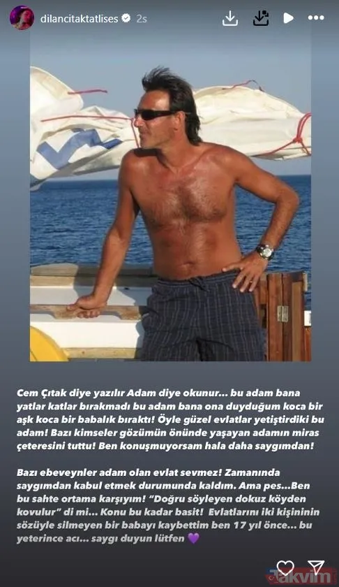 Dilan Çıtak, Bugün De Sosyal Medya Hesabındaki Dikkat Çeken Paylaşımlarına Bir Yenisini Daha Ekledi. Kendisini Büyüten Cem Çıtak'ın Fotoğrafını Yayınlayan...