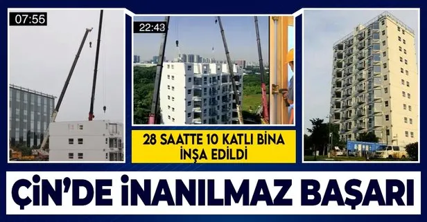 Çin’de bir mühendislik harikası! 28 saatte 10 katlı bina inşa edildi