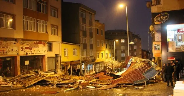 İstanbul Kağıthane’de korku dolu anlar! Lodos çatı uçurdu