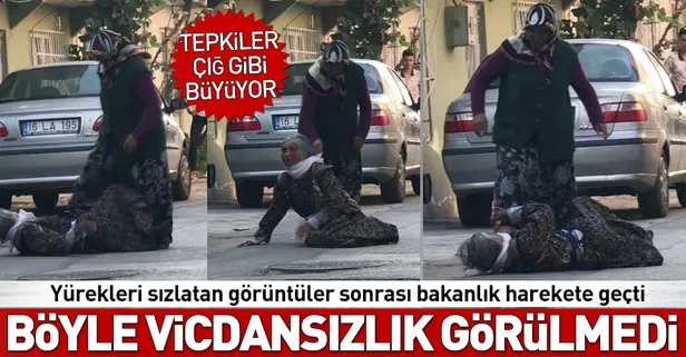 Gelin kaynanasını sokak ortasında dövdü