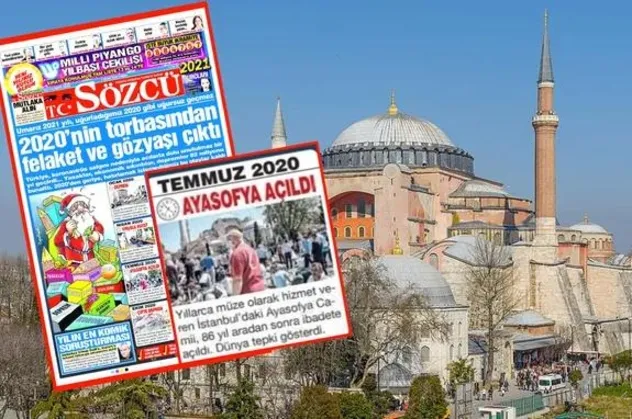 CHP yandaşı Sözcü'den skandal manşet: Ayasofya'nın ibadete açılmasını "felaket" olarak gördüler! Tepkiler çığ gibi