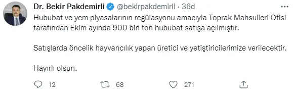 Son dakika: Bakan Pakdemirli "satışa açılmıştır" diyerek duyurdu! TMO tarafından tam 900 bin ton...-1
