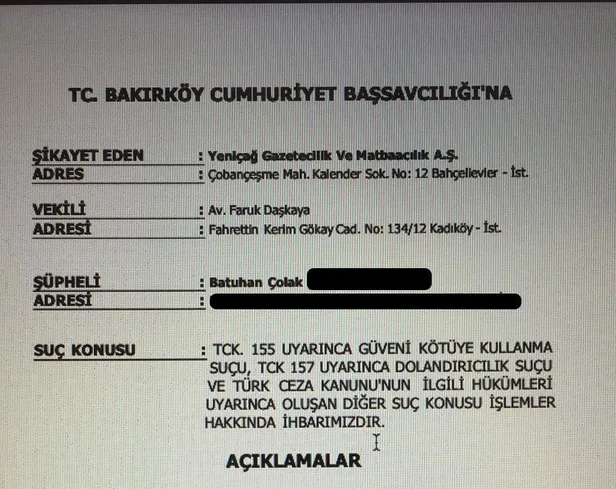 Son dakika: MİT mensubunu ifşa skandalının ardından Yeniçağ karıştı! Eski GYY Batuhan Çolak'a suç duyurusu-2