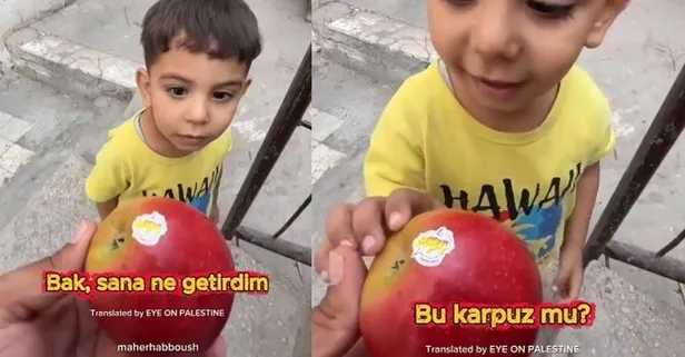 Aylar sonra ilk kez elma gördü adını hatırlamadı! Filistinli çocuk yürekleri dağladı