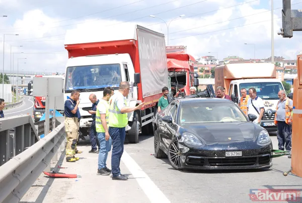 TEM'i kilitleyen kaza! Sultanbeyli'de 3 TIR birbirine girdi - 4