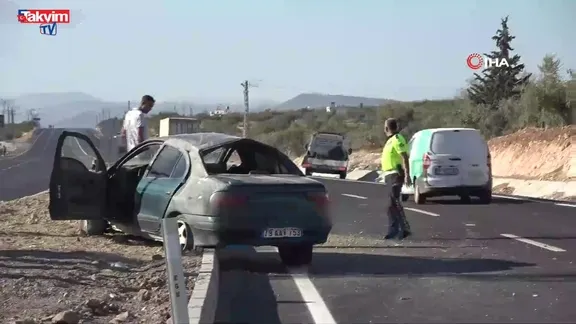 Kilis’te takla atan araçtan mucize kurtuluş: Çift yara almadan çıktı