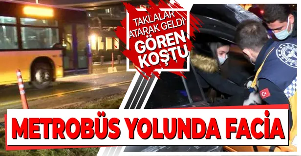 Kadıköy'de korkunç kaza: Takla atarak metrobüs yoluna girdi! Facianın eşiğinden dönüldü