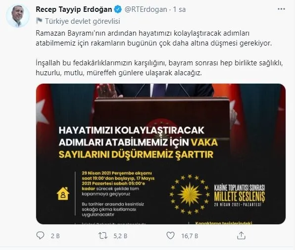 Son dakika: Başkan Erdoğan kabine sonrası açıkladı: Tam kapanma sürecine geçiyoruz-11