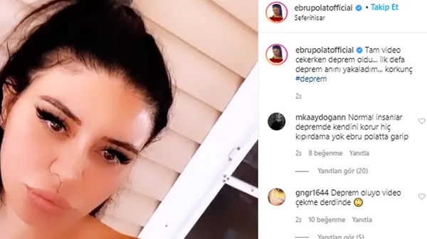 Ebru Polat video çekerken depreme yakalandı! 'Çok kötü sallanıyoruz'-1