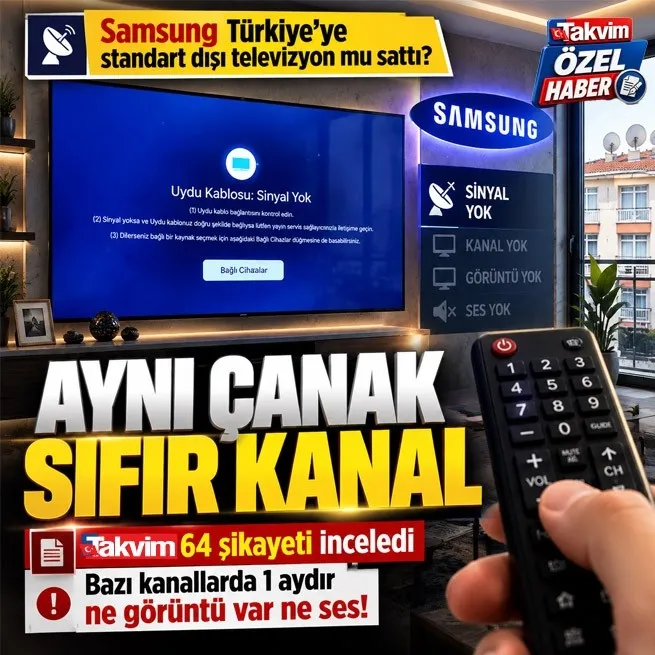 Samsungun standart dışı televizyon skandalında yeni perde: Takvim 64 şikâyeti inceledi, bazı kanallar 1 aydır yok!