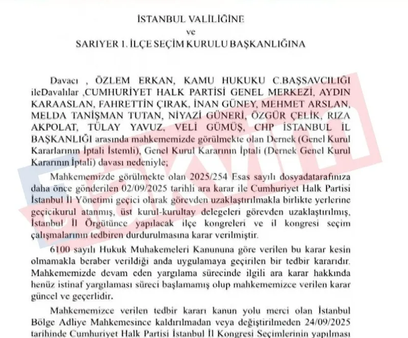 CHP İstanbul İl Kongresi için durdurma kararı verildi.