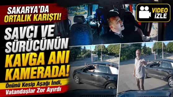 Trafikte savcı - minibüsçü kavgası kamerada