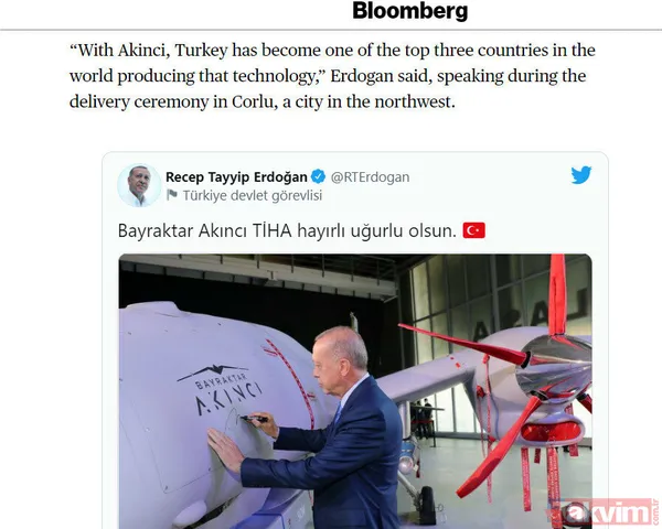 ABD'li Bloomberg Akıncı TİHA'yı öve öve bitiremedi! "Dünyada bu teknolojiyi üreten ilk üç ülkeden biri" - 1
