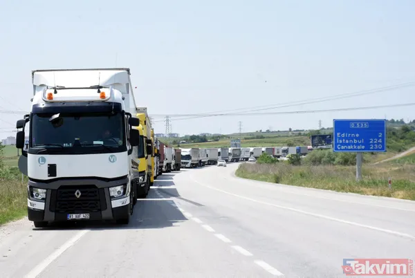 Edirne'den Bulgaristan'a açılan Hamzabeyli Sınır Kapısı'nda TIR kuyruğu 39 kilometreyi buldu - 3