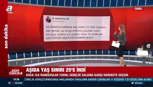 Son dakika: Aşılamada yaş sınırı 25'e indi! Sağlık Bakanı Fahrettin Koca açıkladı!