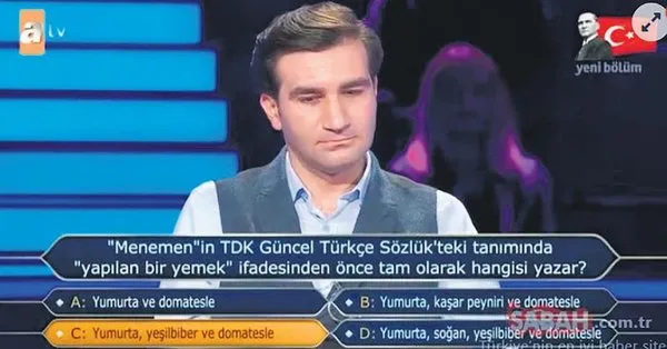 kim milyoner olmak ister de dikkat ceken menemen sorusu takvim