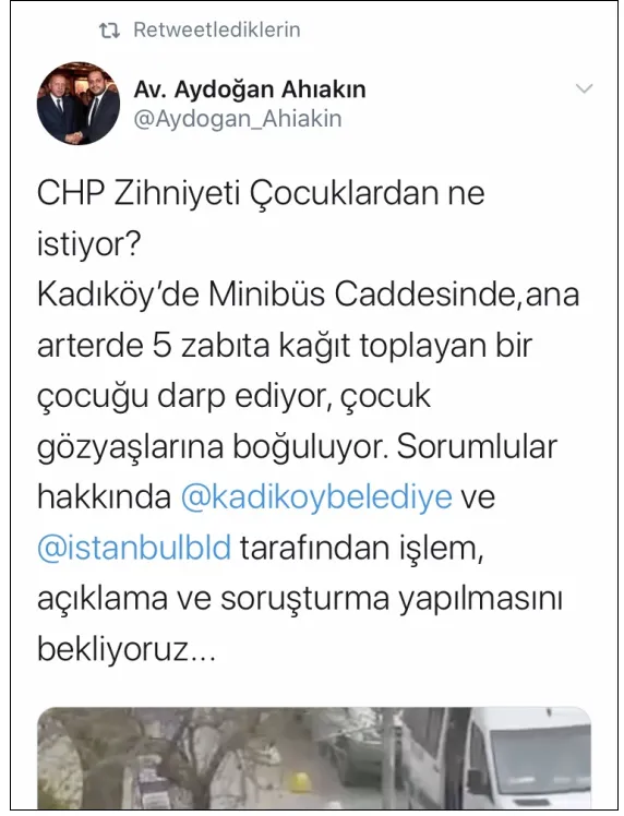 AK Partili Aydoğan Ahıakın'dan Kadıköy'de kağıt toplayan çocuğu darbeden İBB zabıta memurlarına sert tepki: Soruşturma başlatılsın!-1