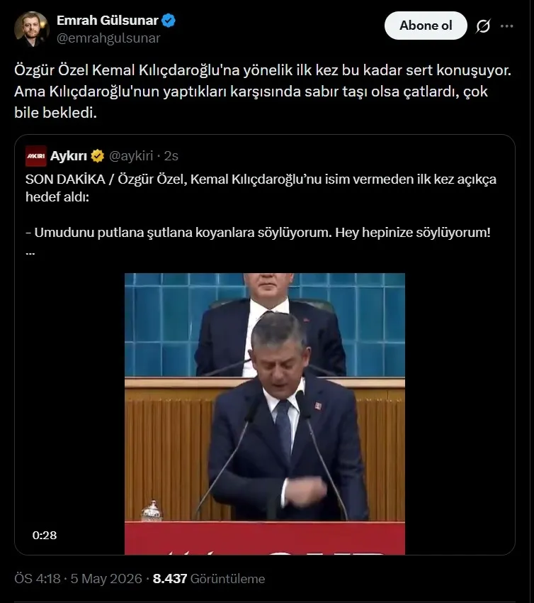 chpde-kurultay-davasi-oncesi-mutlak-bolunme-ozgur-ozel-isim-vermeden-kilicdaroglunu-hedef-aldi-1777991616296.jpeg CHP'de kurultay davası öncesi "mutlak" bölünme! Özgür Özel isim vermeden Kılıçdaroğlu'nu hedef aldı: Ekremciler keyiflendi-3