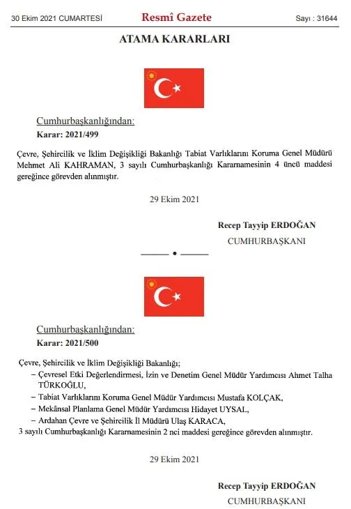 Son dakika: Başkan Recep Tayyip Erdoğan'ın imzasıyla gerçekleşen atama kararları Resmi Gazete'de-1