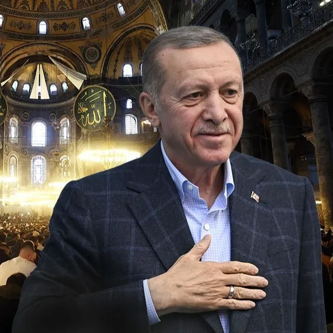 Feth-i Mübinden Türkiye Yüzyılına emin adımlarla! Başkan Erdoğan akşam namazını Ayasofyada eda etti: Tekbir ve dualarla karşılandı