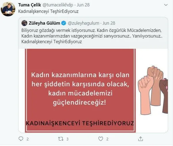 HDP’li tecavüzcü vekil Tuma Çelik sosyal medya hesaplarında kadın hakları naraları atmış