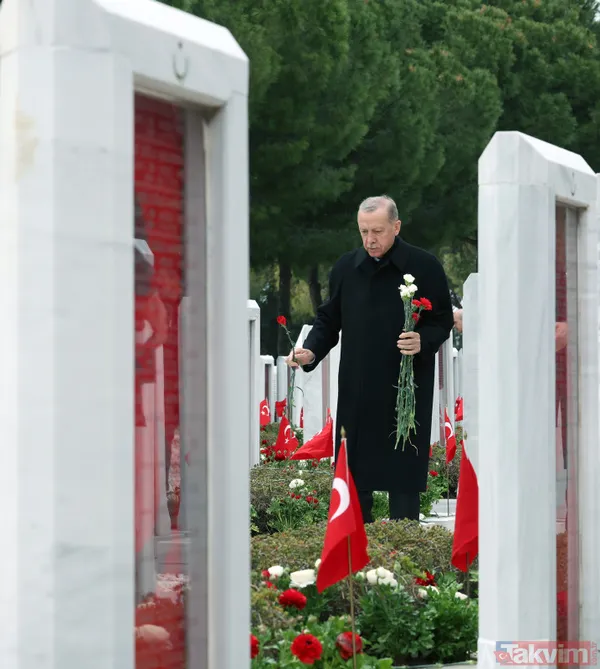 Şehitlere vefa... Başkan Erdoğan, Çanakkale'de şehitliklere karanfil bıraktı - 12