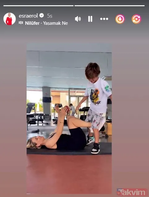 Esra Erol bu kez spor salonundan paylaştı! Oğluyla beraber eğlenceli anlarına bakın! Fit haline yorum ve beğeni yağdı... - 8