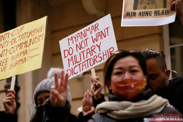 SON DAKİKA: Myanmar'daki askeri darbenin etkisi Londra'da! Büyükelçi içeriye alınmadı - 14
