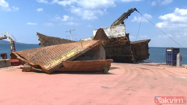 Maltepe Sahili'nde geçtiğimiz yıl batan geminin parçaları çıkartıldı - 1
