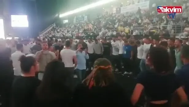 HDP kongresinde PKK elebaşı Abdullah Öcalan'a destek sloganları! Posterini açmaya çalışıp slogan atarak halay çektiler