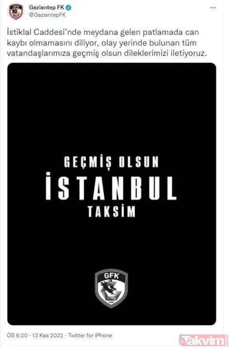 İstiklal Caddesi'nde hain terör saldırısı sonrası Türkiye tek yürek! Spor camiasından geçmiş olsun mesajları... - 8