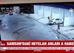 Samsun’daki heyelan anı kamerada!