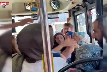Otobüste yer verme kavgası kamerada!