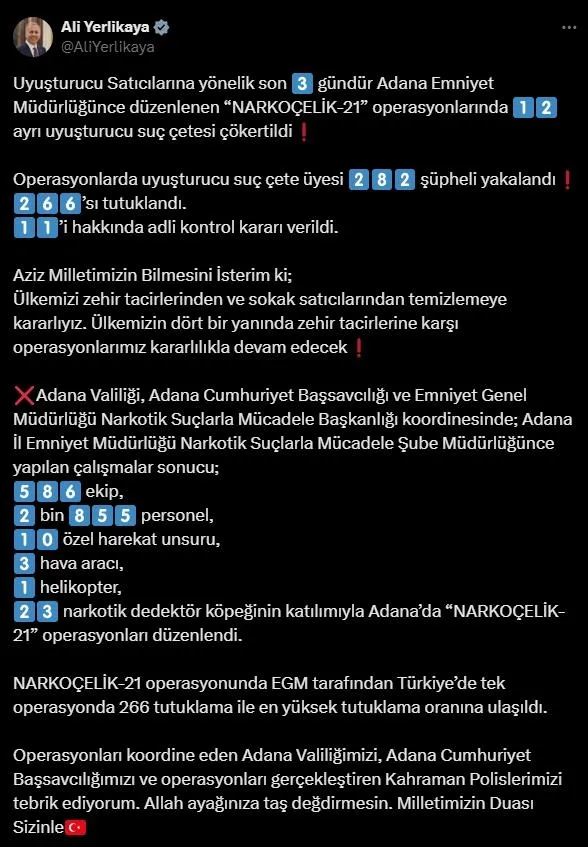 Uyuşturucu satıcılarına NARKOÇELİK-21 darbesi: 12 suç çetesi çökertildi 266 şüphelinin tutuklandı-2