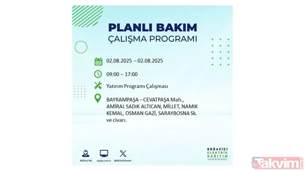 2 Ağustos İstanbul'da Elektrik Kesintisi Yaşanacak İlçe Ve Mahalleler