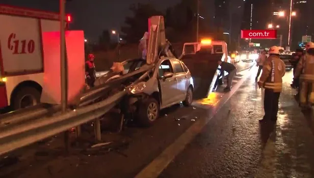 TEM'de feci kaza: Ok gibi saplandı