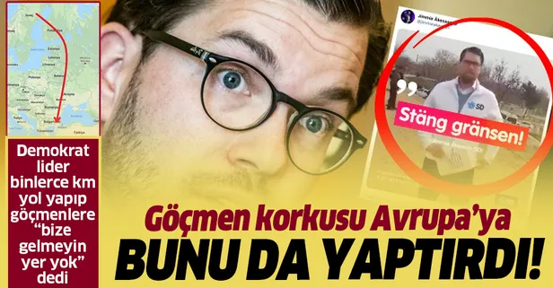 Avrupa'da göçmen paniği bunu da yaptırdı! İsveç Demokratları'nın lideri Jimmie Akesson sınırda broşür dağıttı