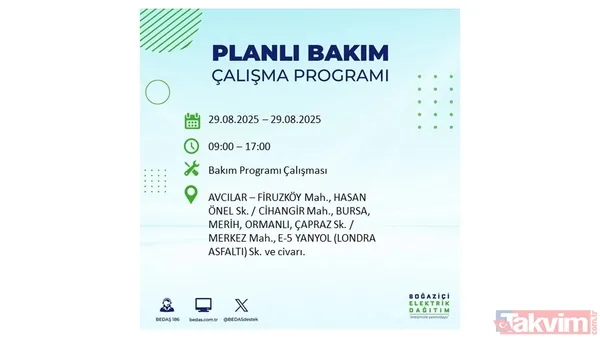🔵29 Ağustos'ta İstanbul'da Elektrik Kesintisi Yaşanacak İlçeler